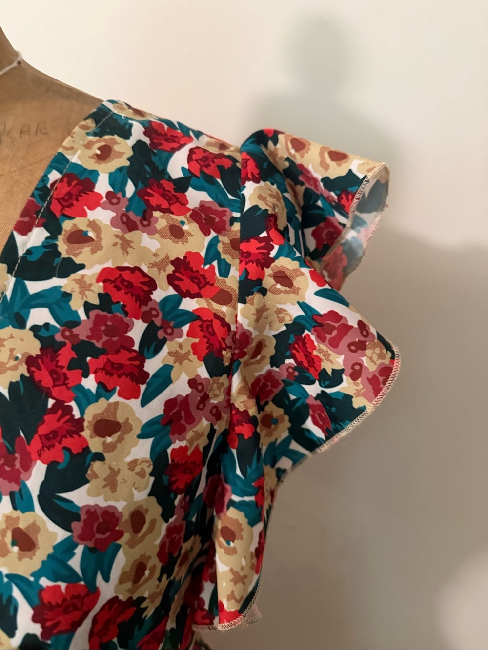 Floral V-Neck Ruffle Mini Dress in Multi-Color - Picture 6 of 6